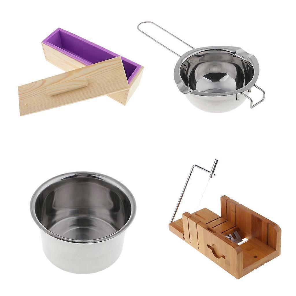 4x Soap Cutter Beveler + 900ml Silicone Soap Loaf Mold + Soap Double Boiler