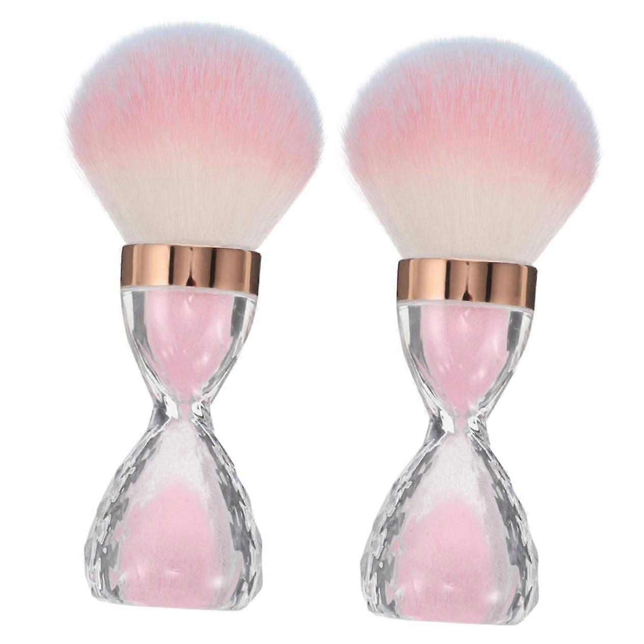2pc Set Shape Soft Acrylic Nail Brush Cleaner for Dust Dip Powder Professional Manicure Tools