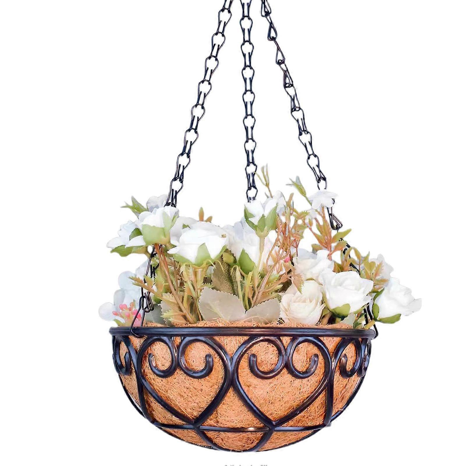 Hanging Pot Plants for Outdoors, 10 Inch Hanging Basket with Coconut Palm Insert, Hanging Flower Pots for Garden, Balcony