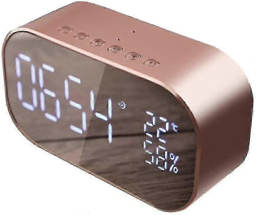 Led Mirror Bluetooth Alarm Clock Wireless Stereo Speaker