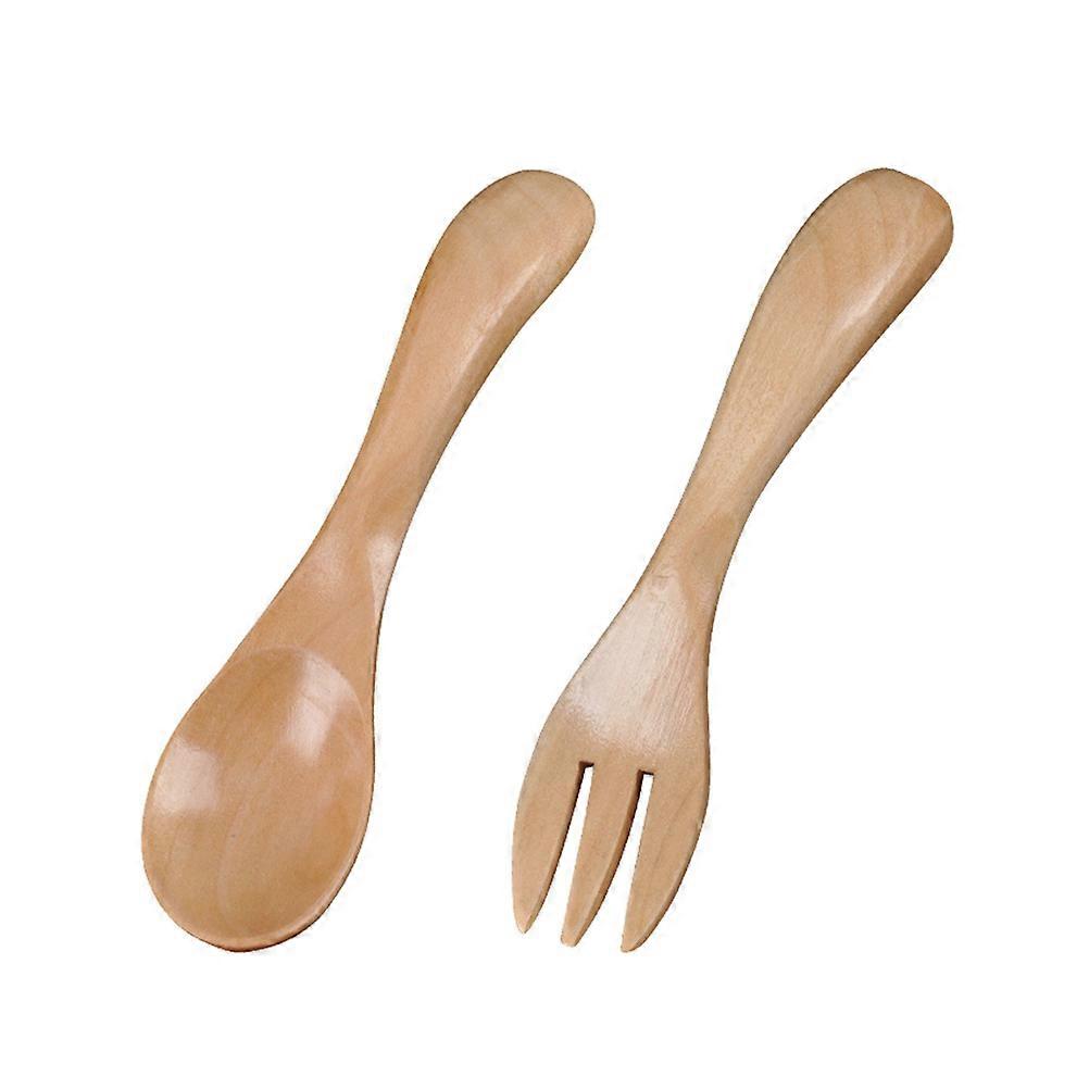 Wooden Fork and Spoon Pair, Compact Size Fits Well