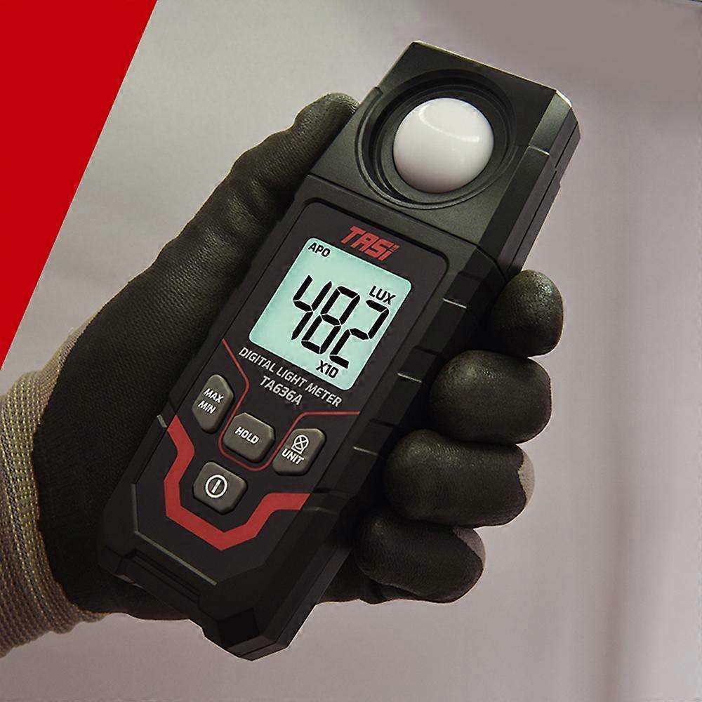 TASI TA636A Digital Light Meter Lux Meter Handheld Illuminometer Photometer with Integral Type Sensor 4 Digit LCD Display 0~200,000 Measurement Range