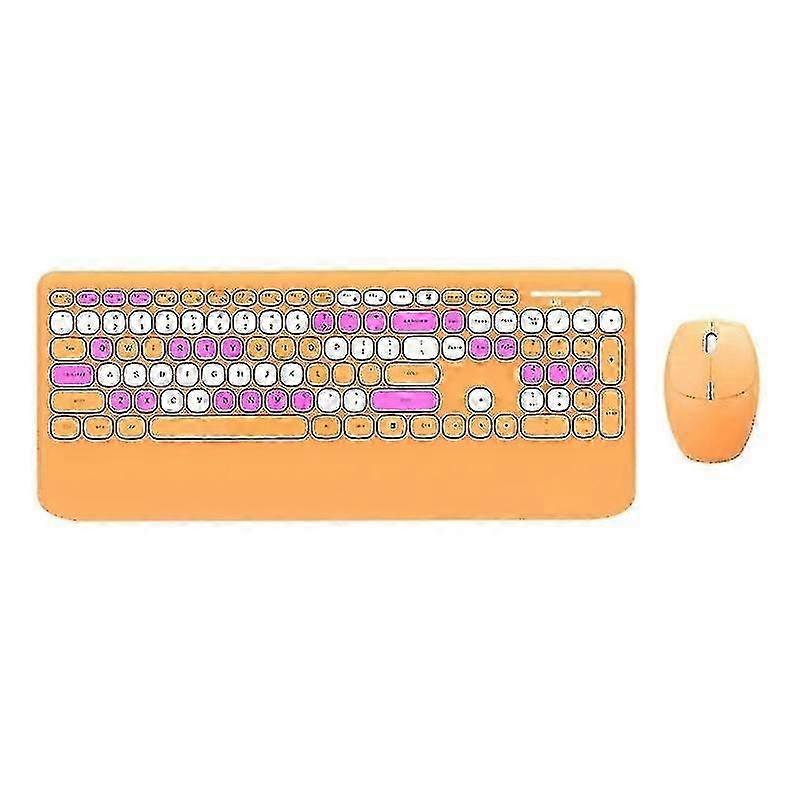 Wireless 2.4ghz Keyboard And Mouse Combination Retro Round Keycap Cute Keyboard