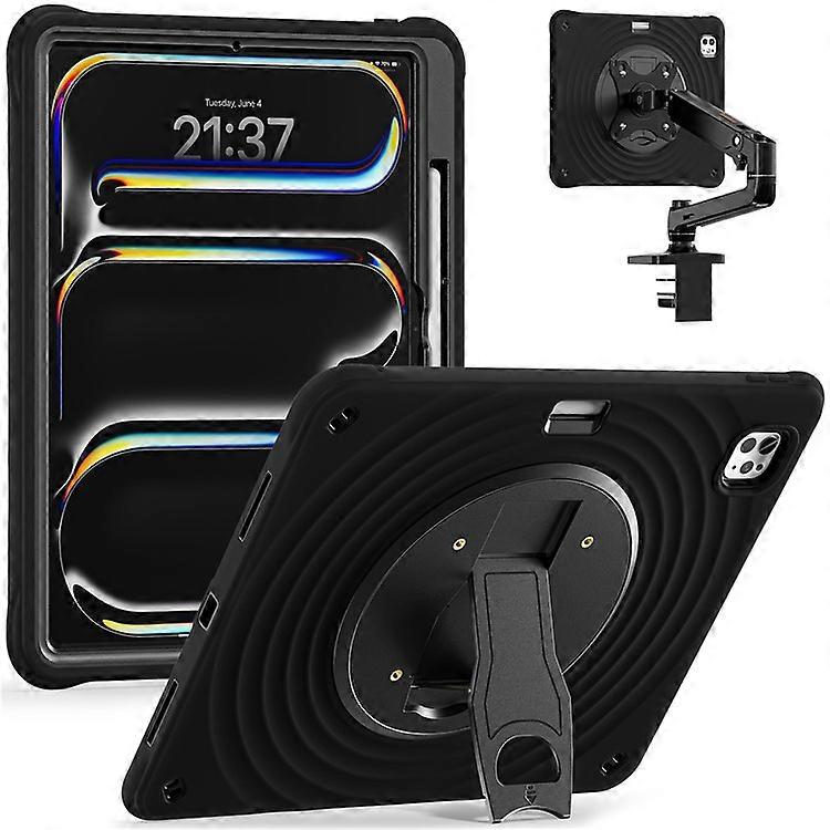Compatible For iPad Pro 13 (2024) Case Kickstand PC+Silicone+TPU Tablet Cover