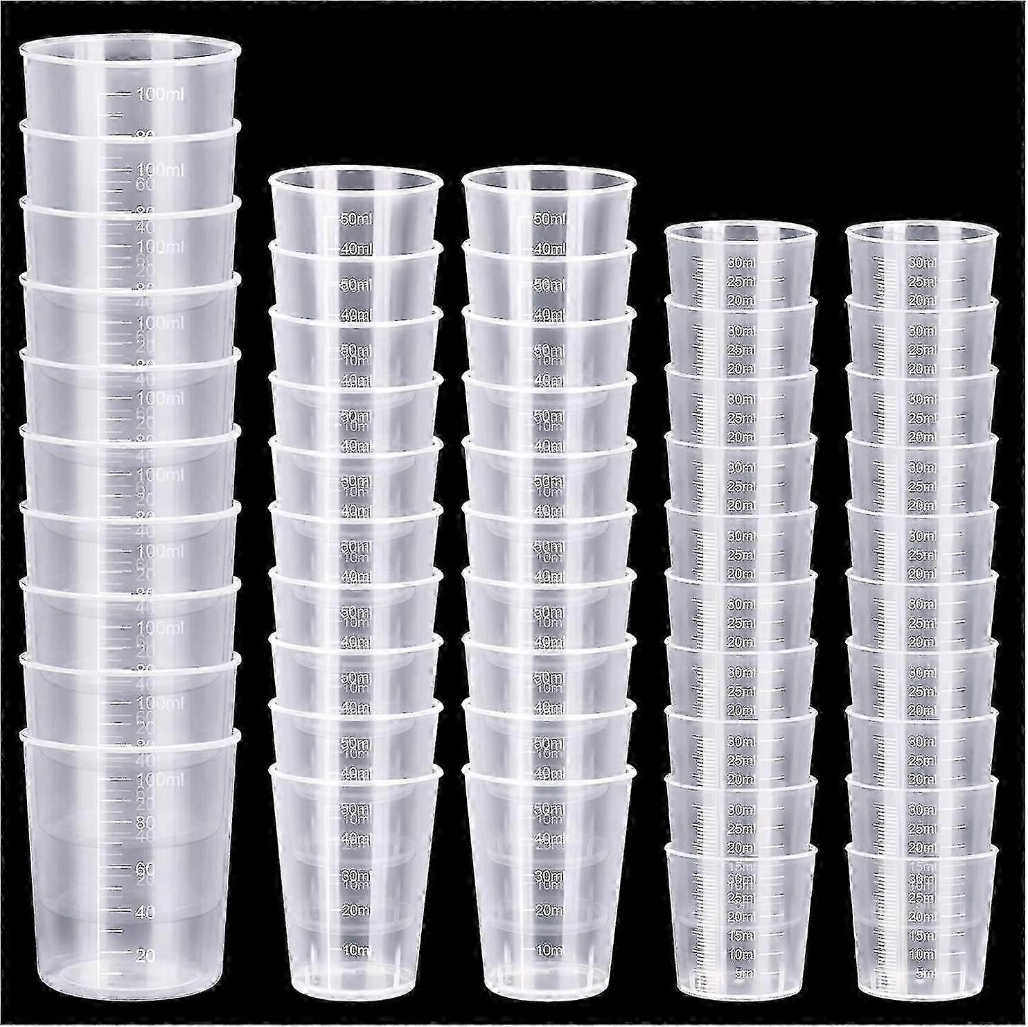 2025, 50 Pcs Plastic Measuring Cups, Resin Mixing Cups, Epoxy Mixing Cups, Paint Mixing Cups Suitable for Various Uses