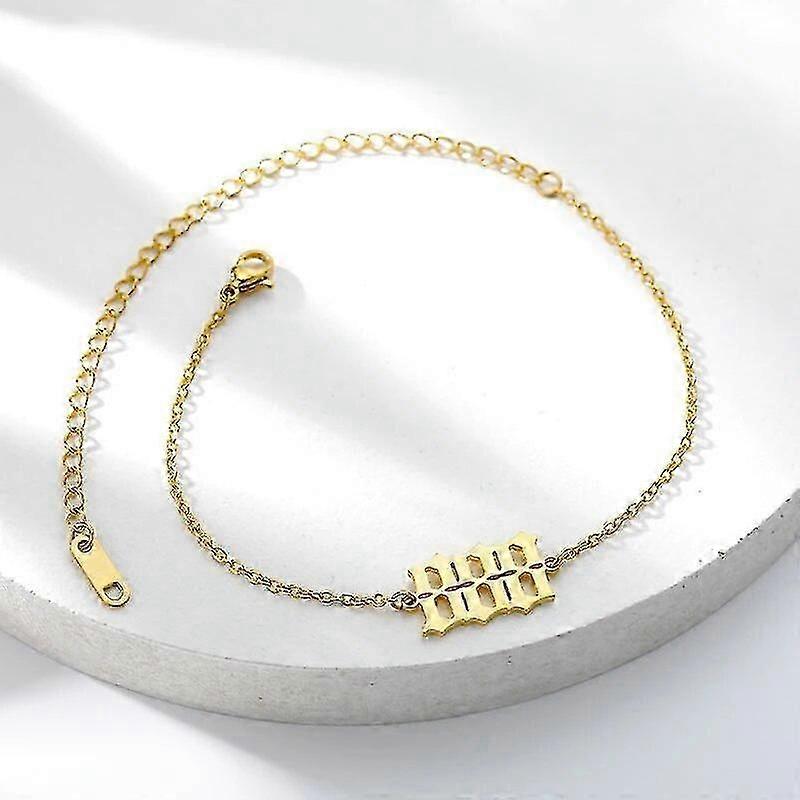 女性のためのエンジェルナンバーアンクレットステンレス鋼レッグブレスレットビーチフットジュエリーBFFゴールド888