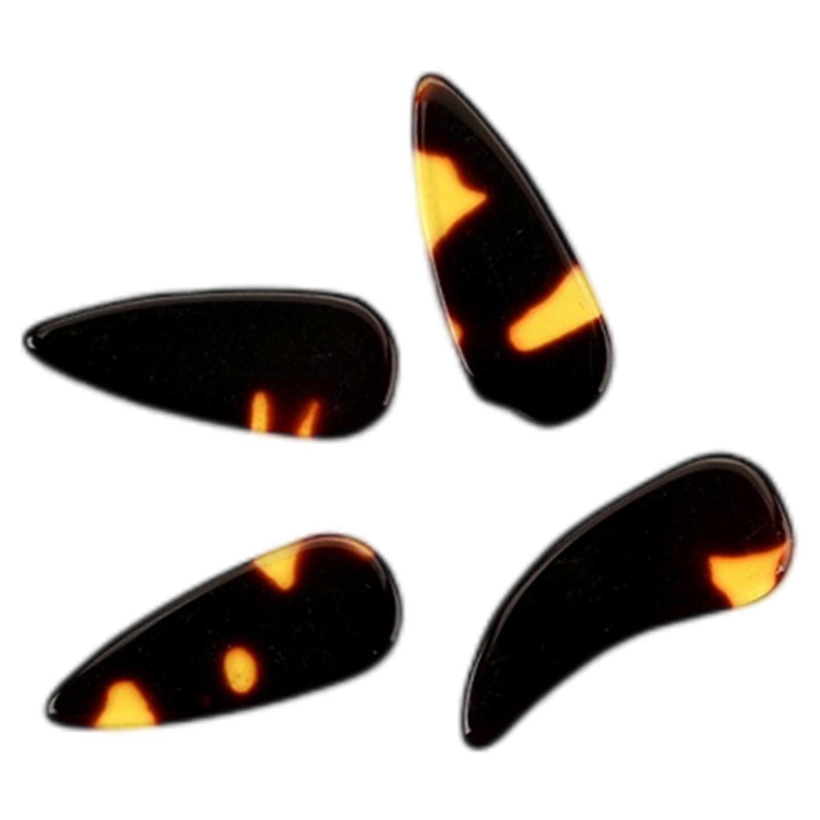 4Pcs Stringed Guitar Pick Brown Skin Proof 1 Thumb+3 Finger Pick Plastic Sheath