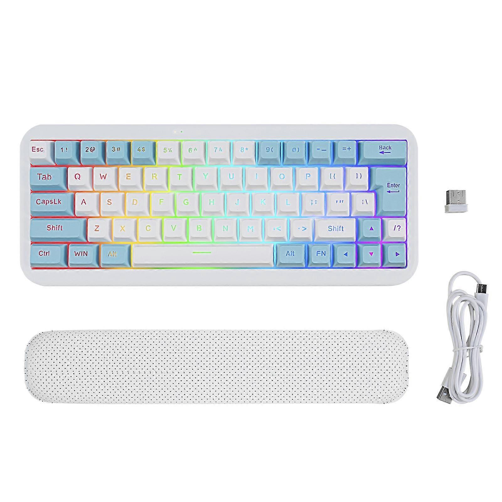 ABS RGB Mechanical Keyboard Kit ,63-Key ,Multi-Function USB Gaming Keyboard with
