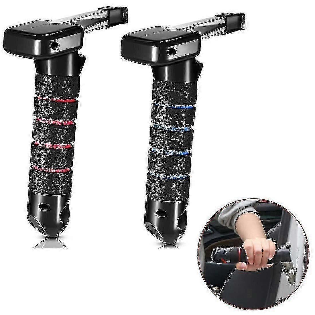 2PC Portable Car Assist Handle, 3-in-1 Elderly Support Cane with Seatbelt