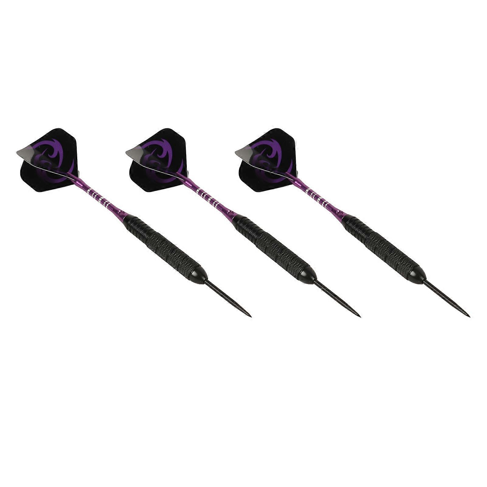 Steel Tip Darts Set Point Metal Tip Anti Slip Light Weight Flight Professional Darts for Dartboard Home Bar Purple