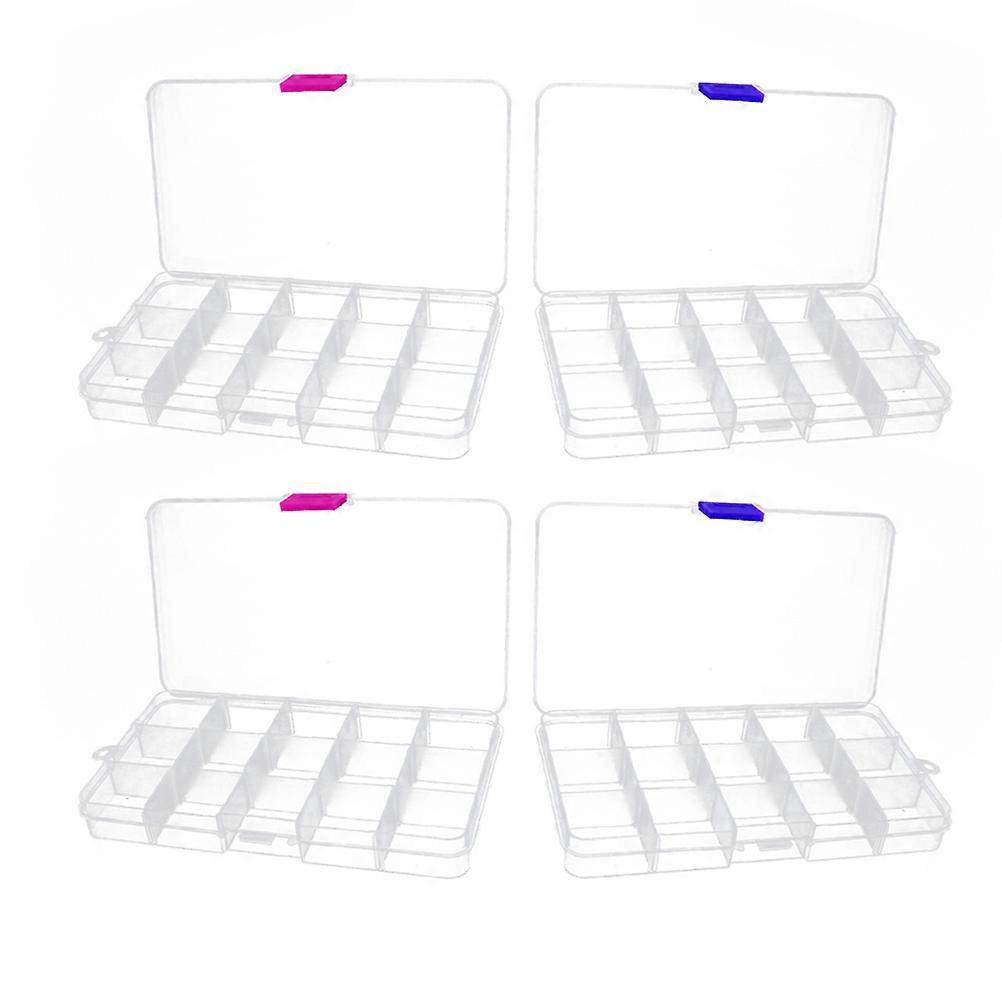 Compartmentalized Storage Box Adjustable Organizer Box For Women General Users Rectangular Shape Transparent Color 17.40x9.80x2.20cm 4Pcs