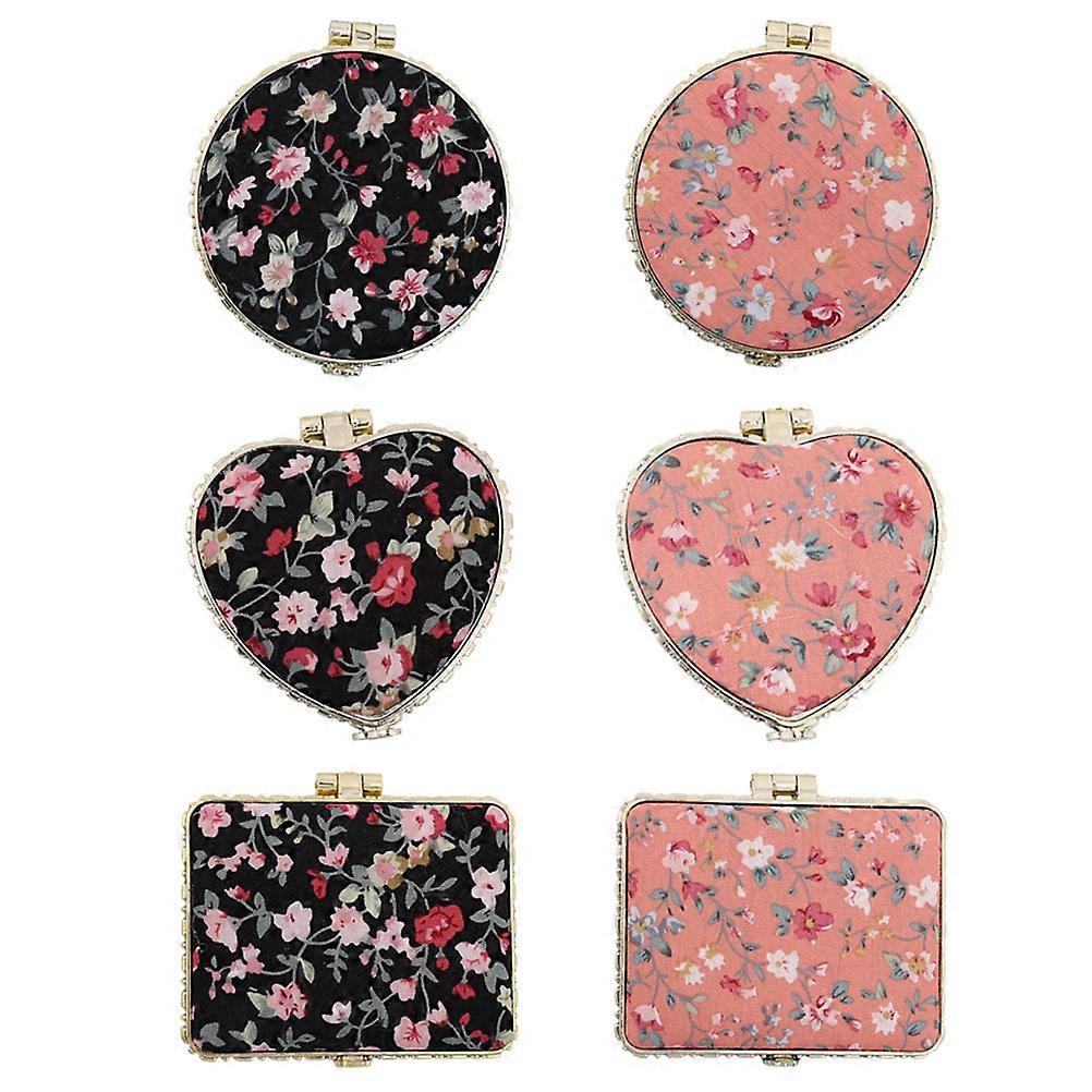 Retro Compact Mirror Portable Small Purse Travel 6Pcs