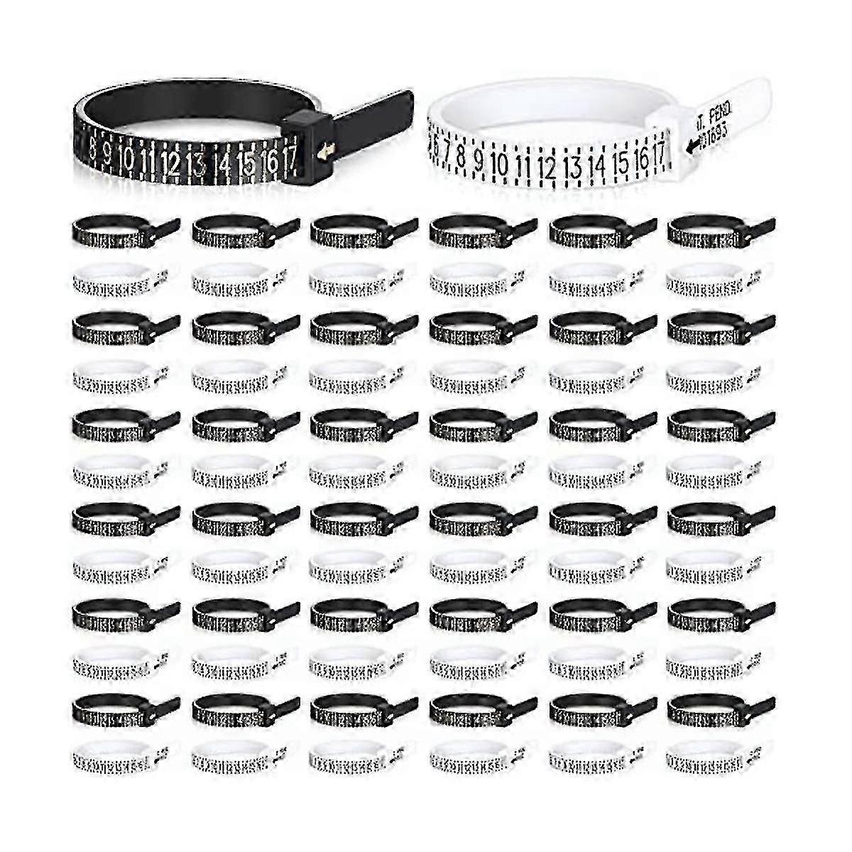 100包可重复使用的手指尺寸测量仪塑料戒指尺寸工具白色和B