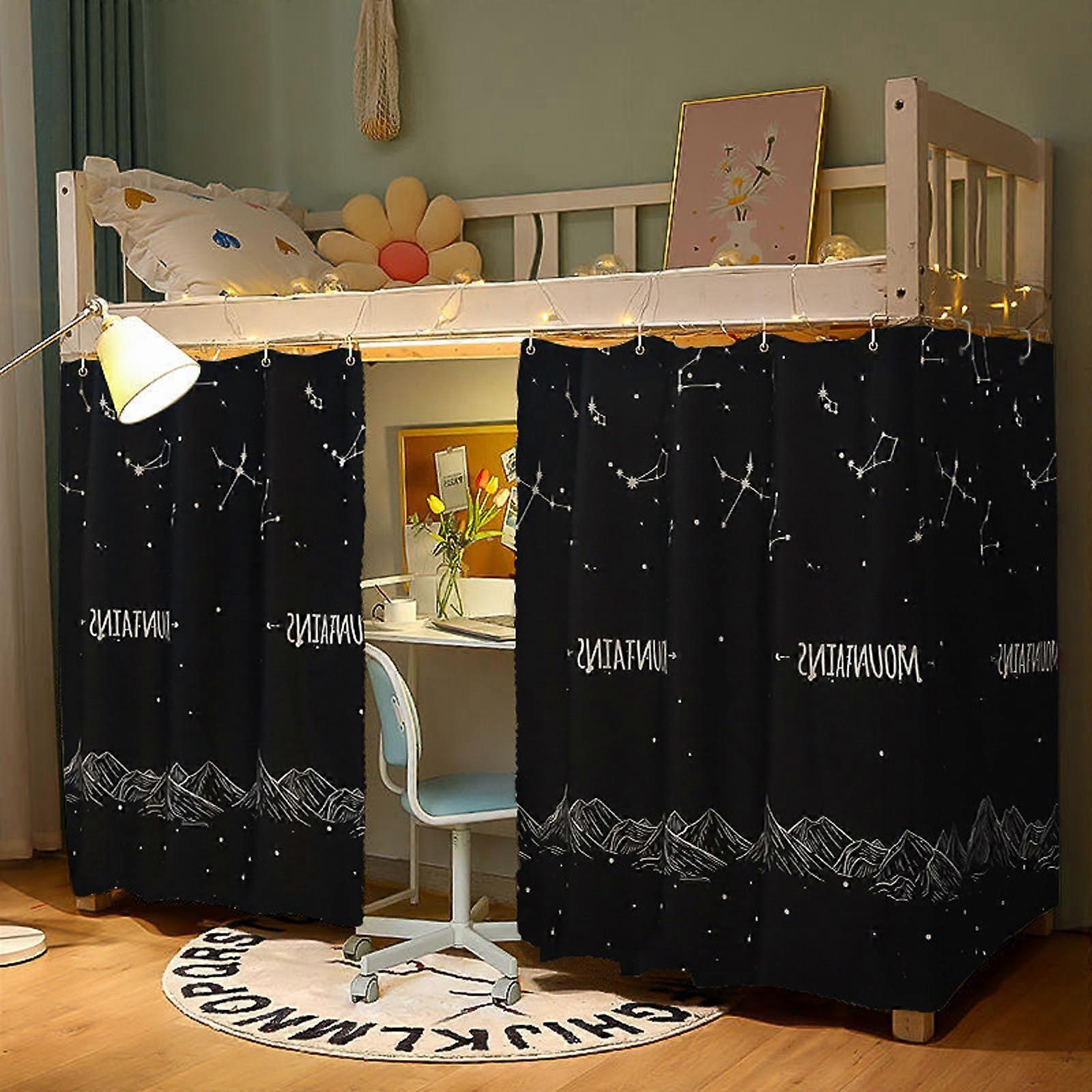 Blackout Curtain For Dorm Room With Hangers And String Universal Fit Top And Bottom Mount Breathable Starry Sky 115in