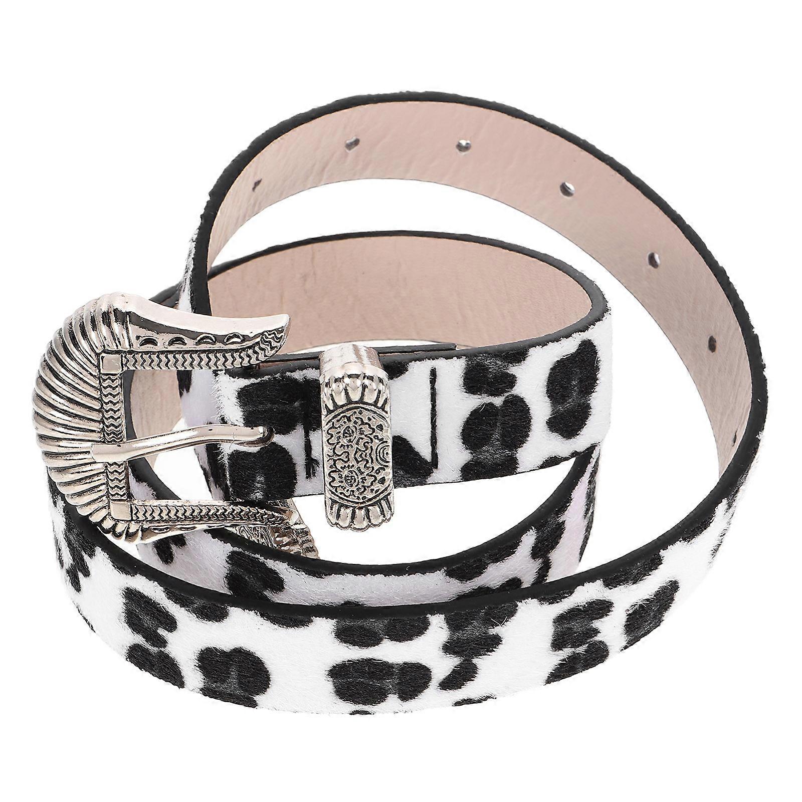 Carved Pattern Leopard Print Belt For Women Formal Events PU Material Trendy Accessory 1Pack