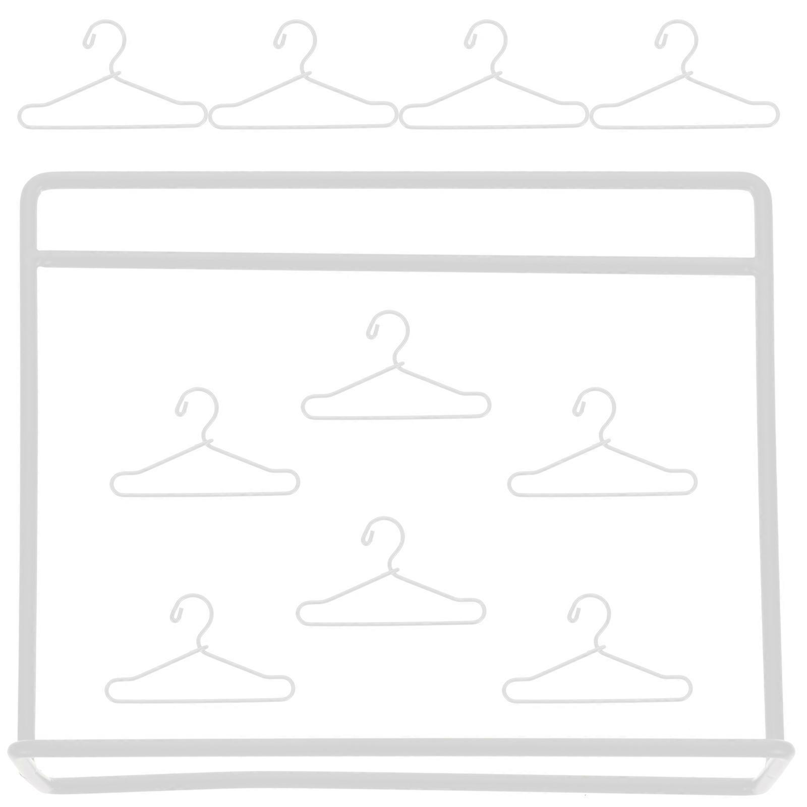 Miniature Doll Clothes Hangers and Drying Rack – White Display Stand with Small Hangers for Doll Apparel