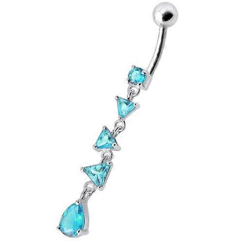 Fancy Triangle Stones Dangling Ss Bar Belly Body Jewellery Ring