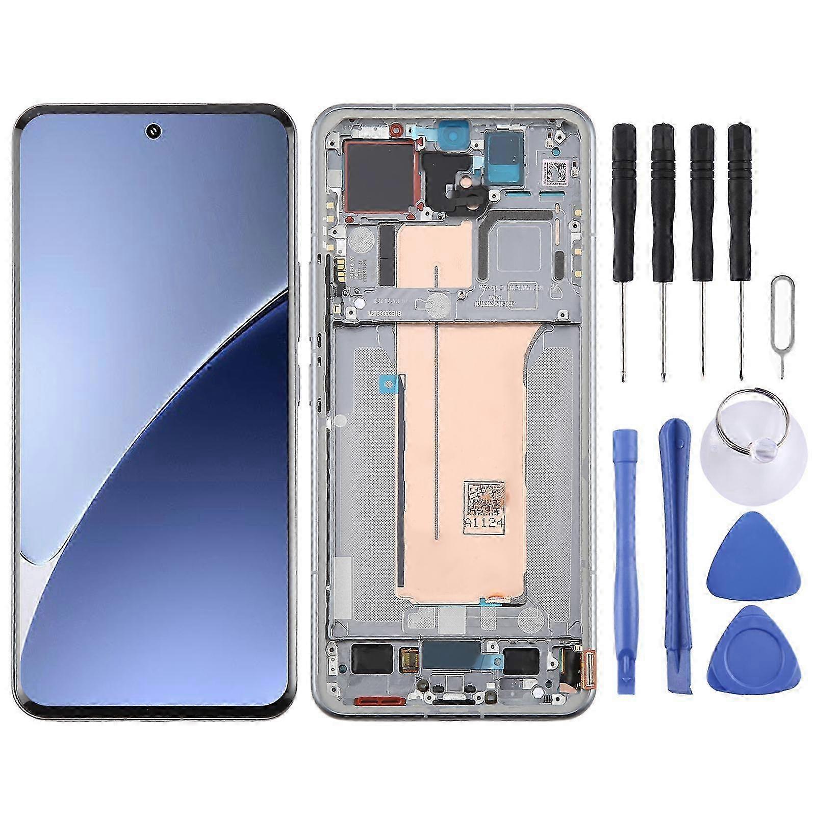 (Silver) For Xiaomi 15 Pro Amoled Compatible Lcd Screen Digitizer Full Assembly With Frame
