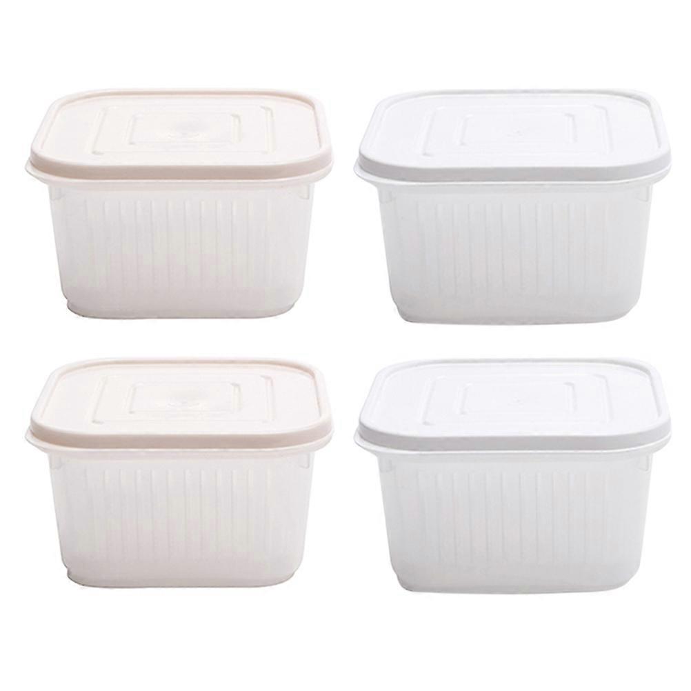 Onion Storage Containers Food Fresh-Keeping Box Drain Crisper Sealing Kitchen Food Preservation 13.5X13.5X7.5CM Keep Freshness 4Pcs