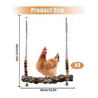 Pacote com 4 balanços para pássaros e galinhas, balanços de madeira natural