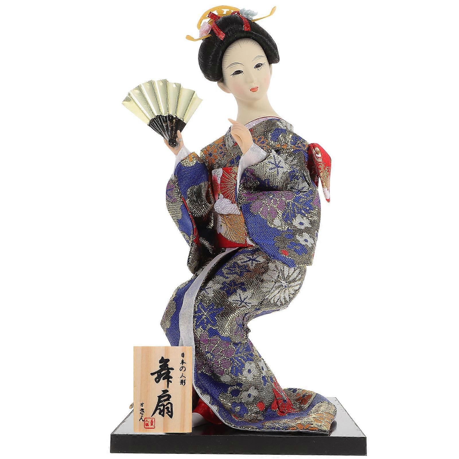 دمية غيشا يابانية في تمثال ديكور الكيمونو التقليدي للتجميع والهدية ، لون عشوائي