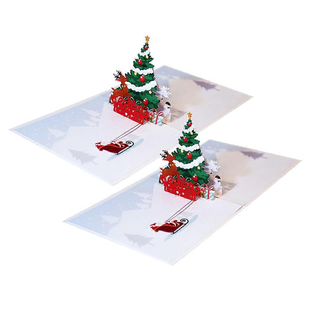 Fashion Greeting Card 3D Christmas Themed Multi-Colored 15x15x0.1cm Present Attachment 2Pcs