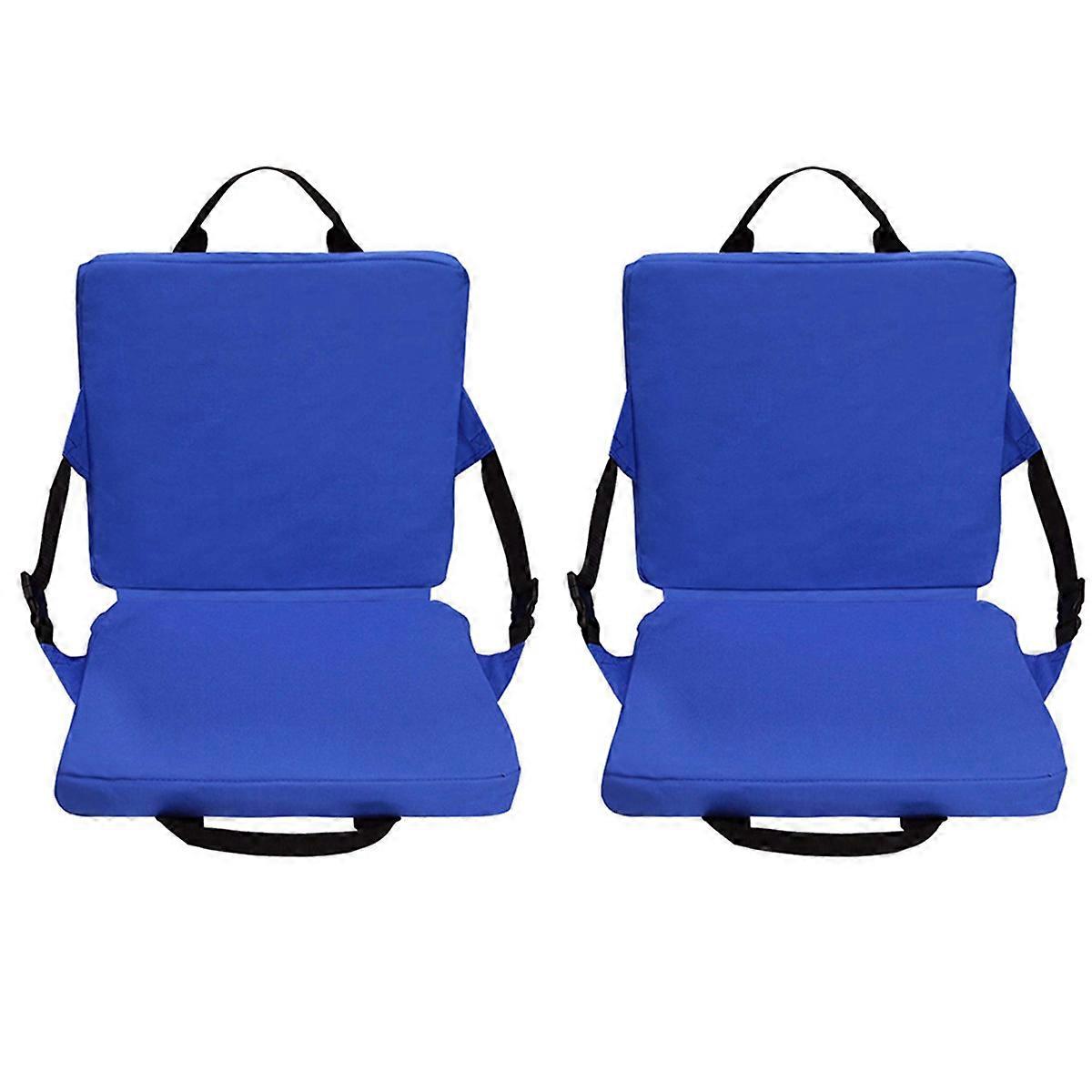 2X Outdoor Folding Chair Square Chair Cushion Stadium Cushion Beach Chair with Backrest Camping Hiki