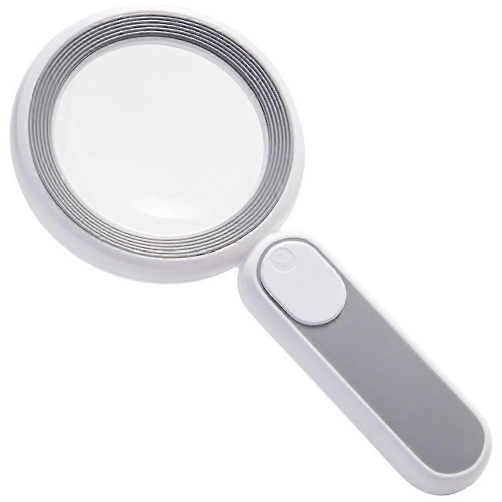 Reading Magnifier With Light Handheld Magnifying Glass Low Vision Users 24x12CM Light Grey Usb Rechargeable 1Set