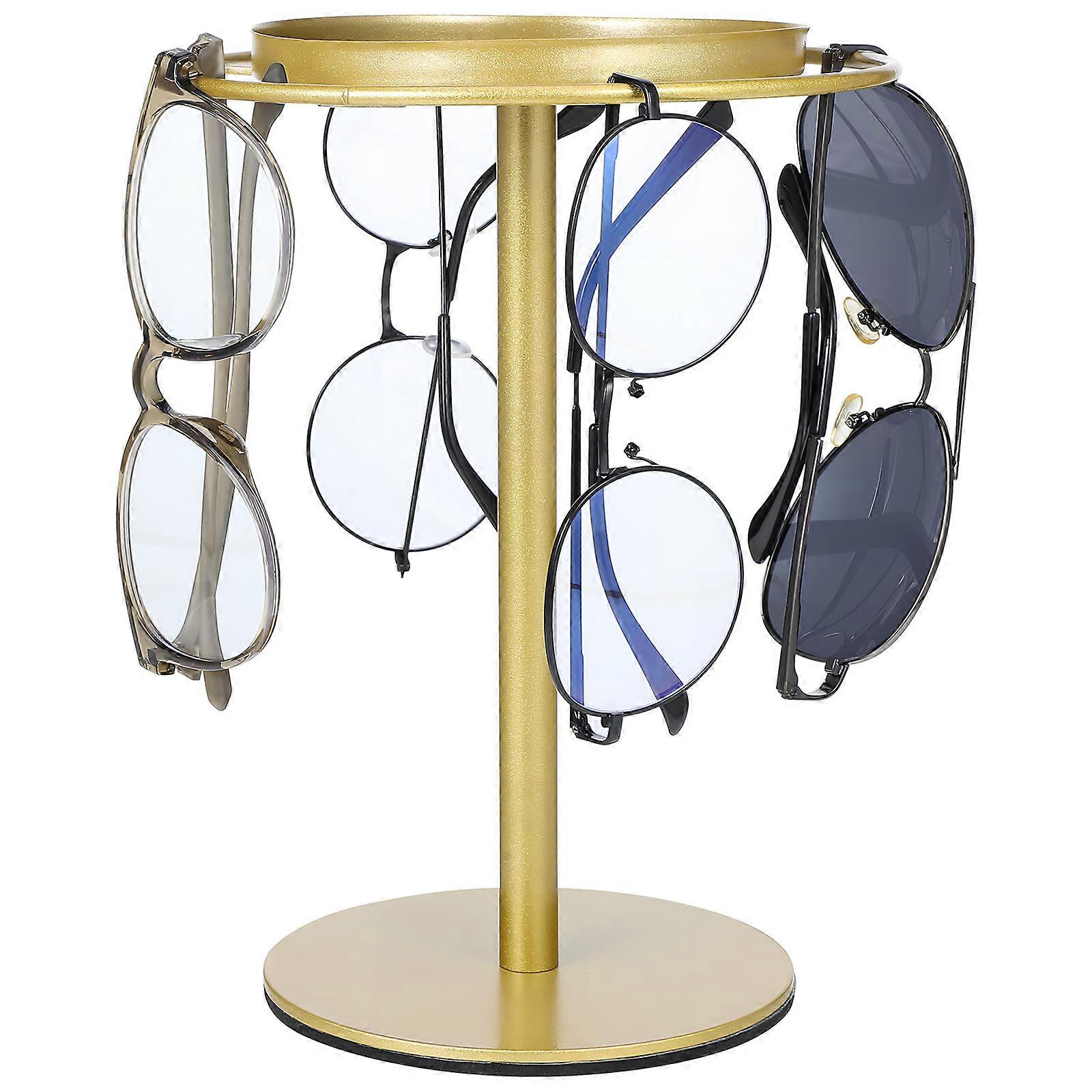 Gold Sunglass Organizer Stand Multi Function Eyeglass Display Rack for Tabletop, Space Saving Sunglasses and Glasses Holder for Home Use