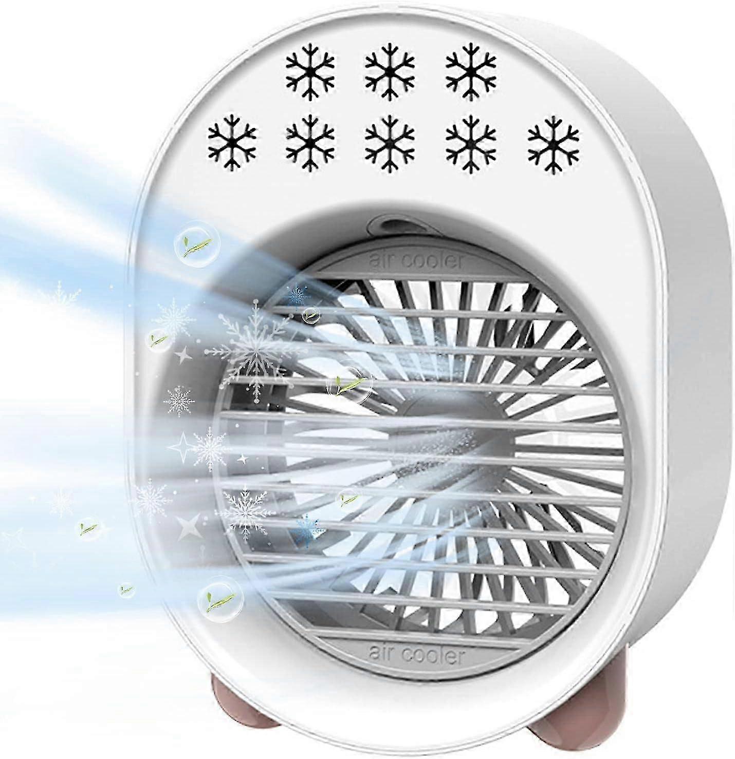 مكيف هواء شخصي ميني كولر مرطب 3 سرعات LED (أبيض)