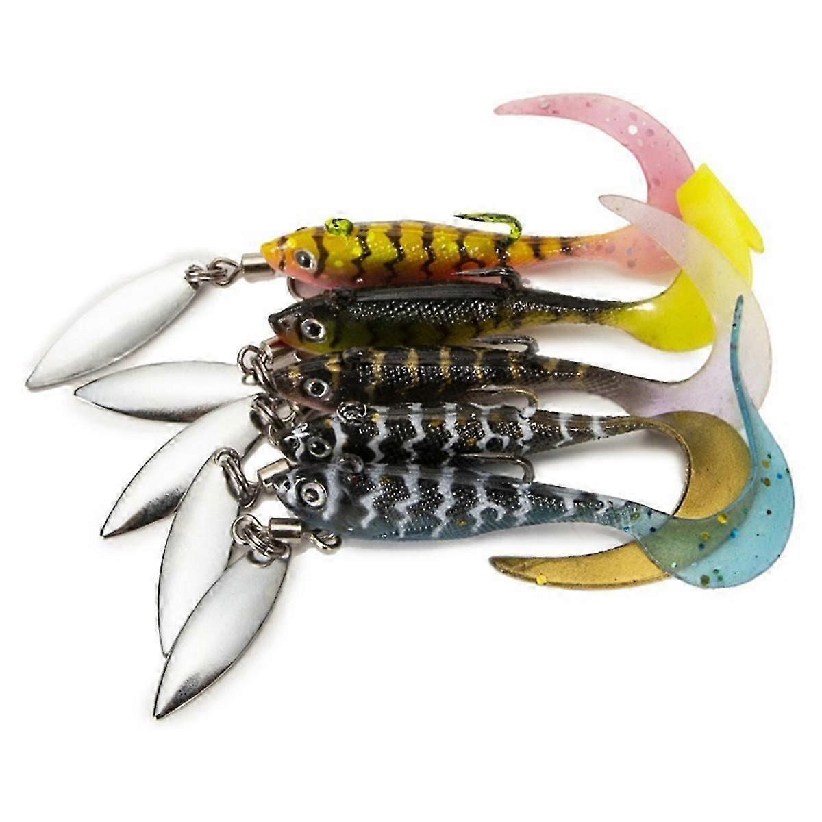 5Pcs Sinker Reel Soft Lures with Sequins and Lead Wraps Fish-Shaped Soft Lures for Bucktails Lures