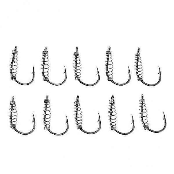 8x10pcs Spring Barbed Fishing Hooks with Hole Carp Jig Fishhook Hook Size 8