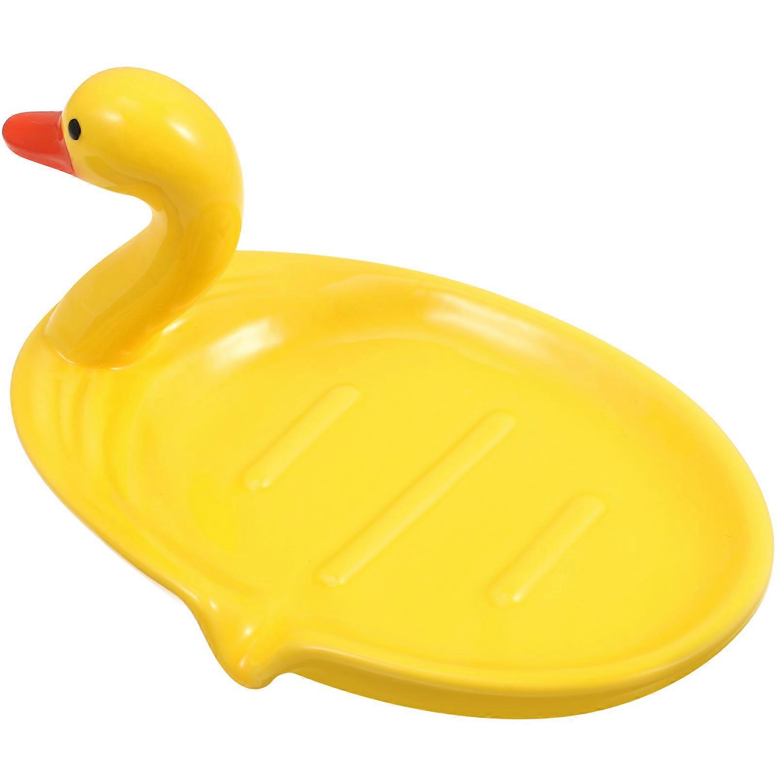 Lovely Ceramic Soap Holder Self-Draining Anti-Slip Cartoon Design Daily Use 15X10.5X9CM 1Pcs