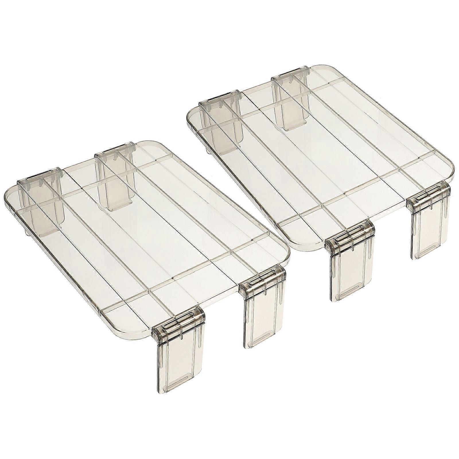 Stackable Storage Shelf Fridge Organisation Kitchen Use Plastic Material Rectangular Style 10.22X7.07X3.14in 2Pcs