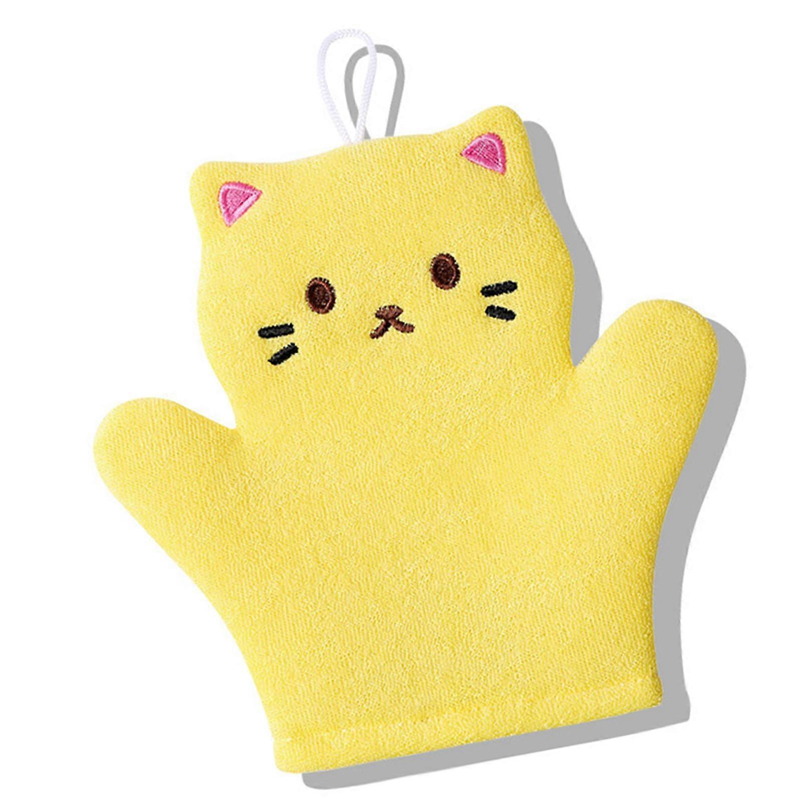 Pain-Free Bath Gloves for Toddlers, Skin-Friendly Scrubber, Interactive Parent-Child Tool, Soft Yellow Fabric