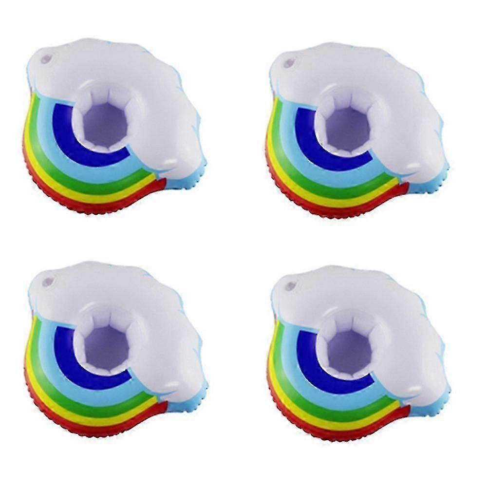 4pcs Inflatable Floating Rainbow Drink Holder Pool Float Coasters