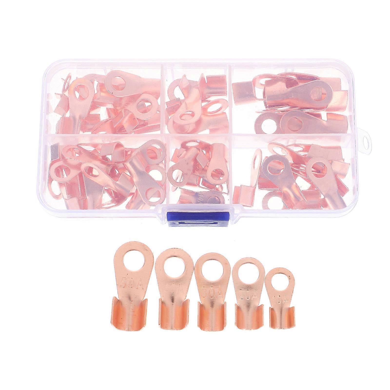 Open Barrel Terminal Circular Splice Crimp Tinned Copper Terminal Connector for Technicians 70Pcs