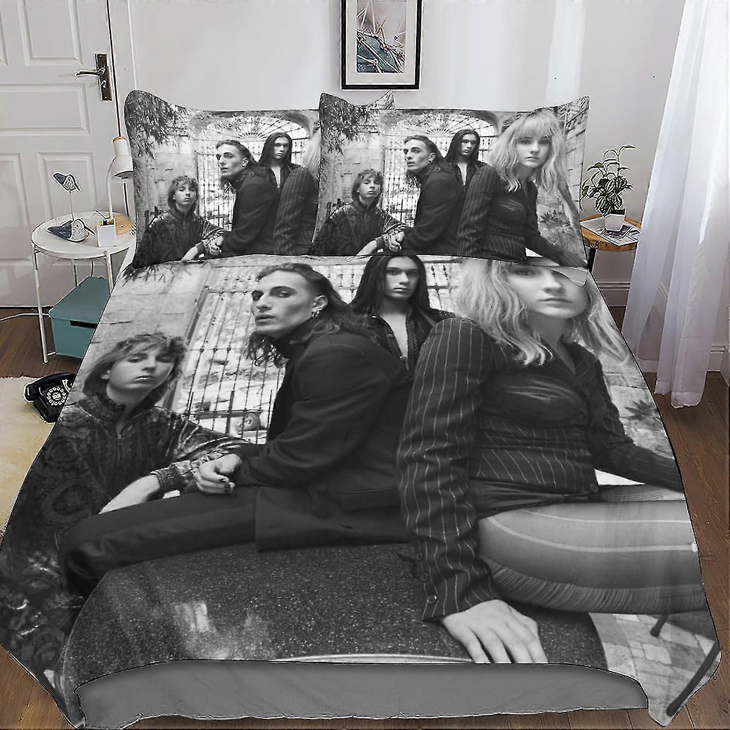 Duvet Cover Set with Zipper Closure, Suitable for Music Band Theme, Durable Microfiber 3 Piece Bedding Set for Teens and Adults