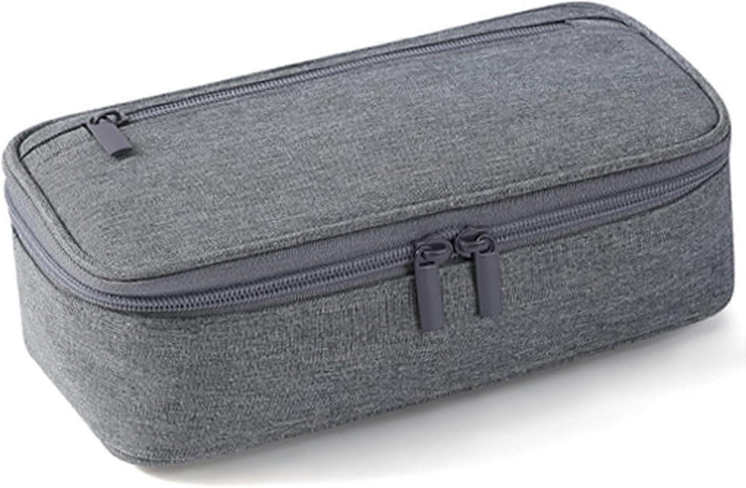Pencil Case - Large Grey Zip Pencil Case with Multiple Compartments for Students, Unisex School and Office Supplies