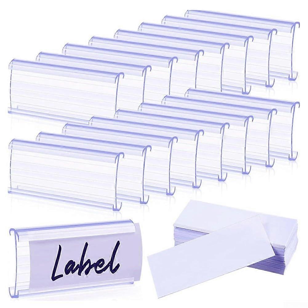 Plastic Wire Shelf Label Holder Set with 100 Clear Inserts for Easy Item Identification and Organization