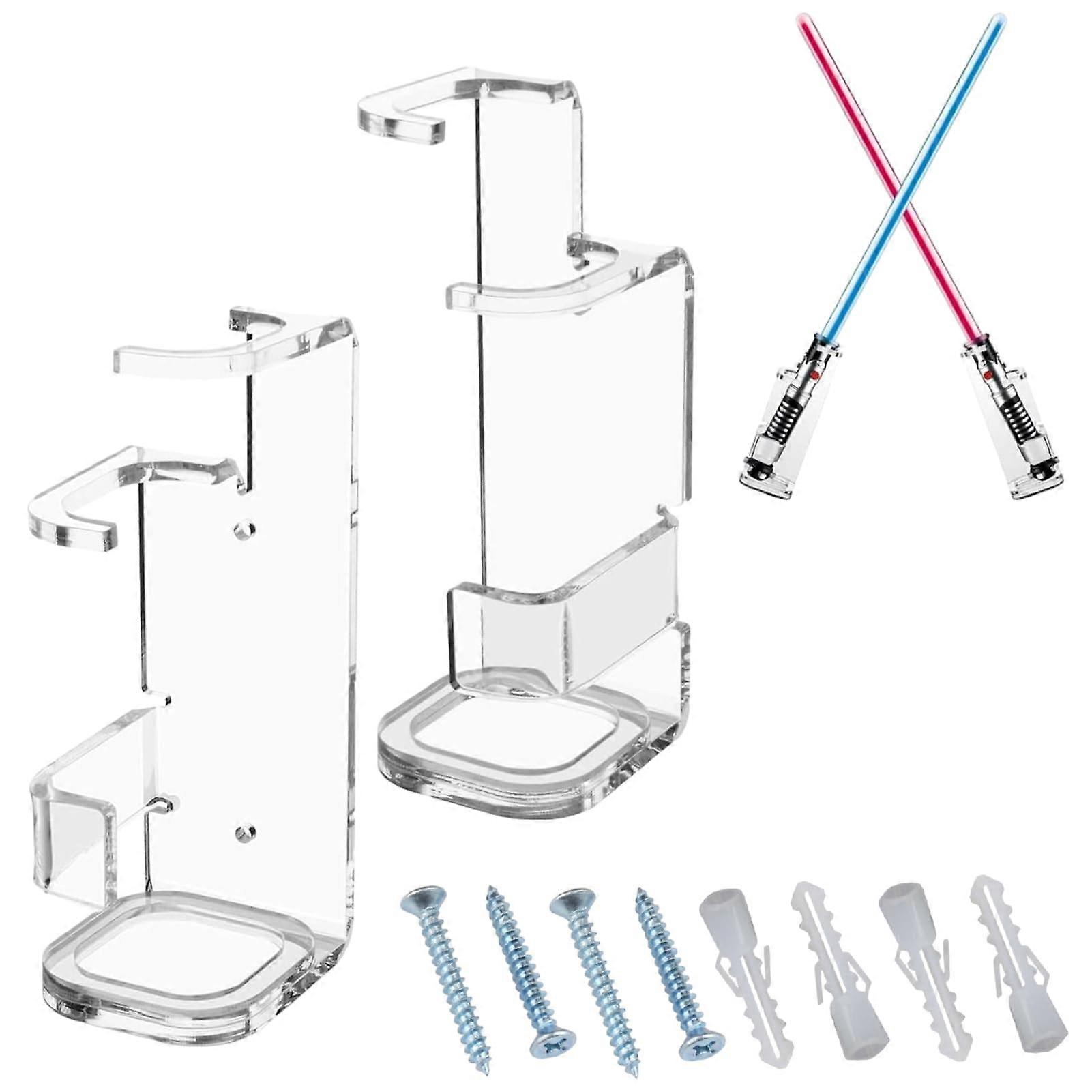 Acrylic Lightsaber Holder Stand and Wall Mount Rack, Crossed Duel Display for 2 Lightsabers, Transparent Design