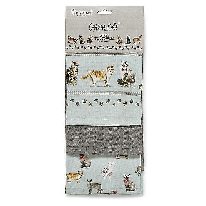 Torchons à vaisselle Cooksmart Curious Cats, lot de 3