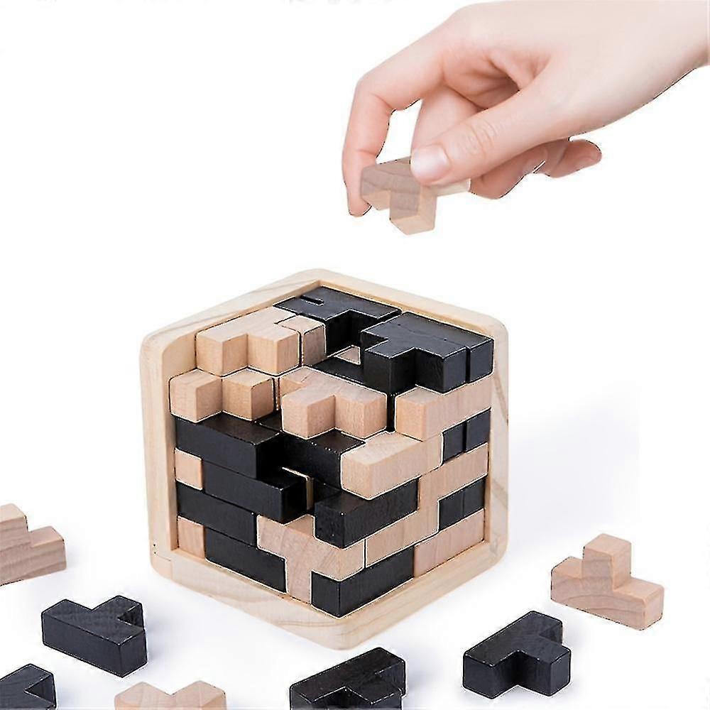 Classic 54-Piece 3D Wooden Brain Teaser: Interlocking Cube Puzzle for All Ages