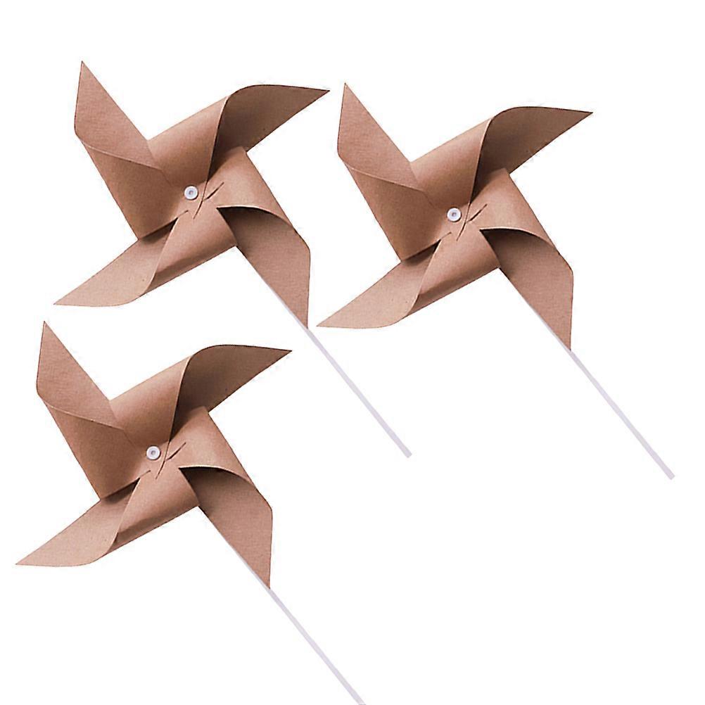 3 Pcs Retro Style Kraft Paper Windmills for Birthday Party Decorative Props