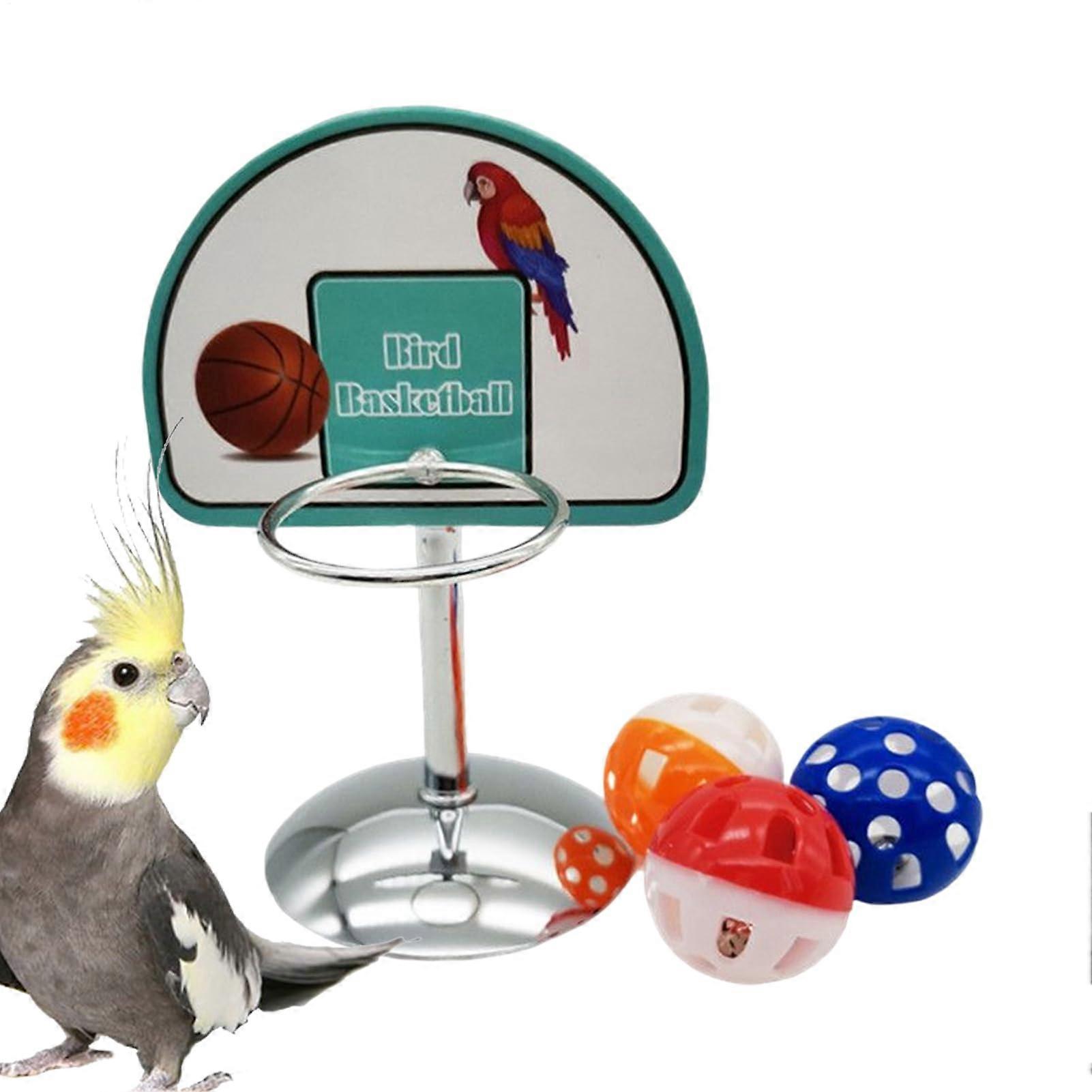 Parrot Toy For Medium Birds 3-Ball Basketball Cage Toy For Conures | Interactive Enrichment For Parrots