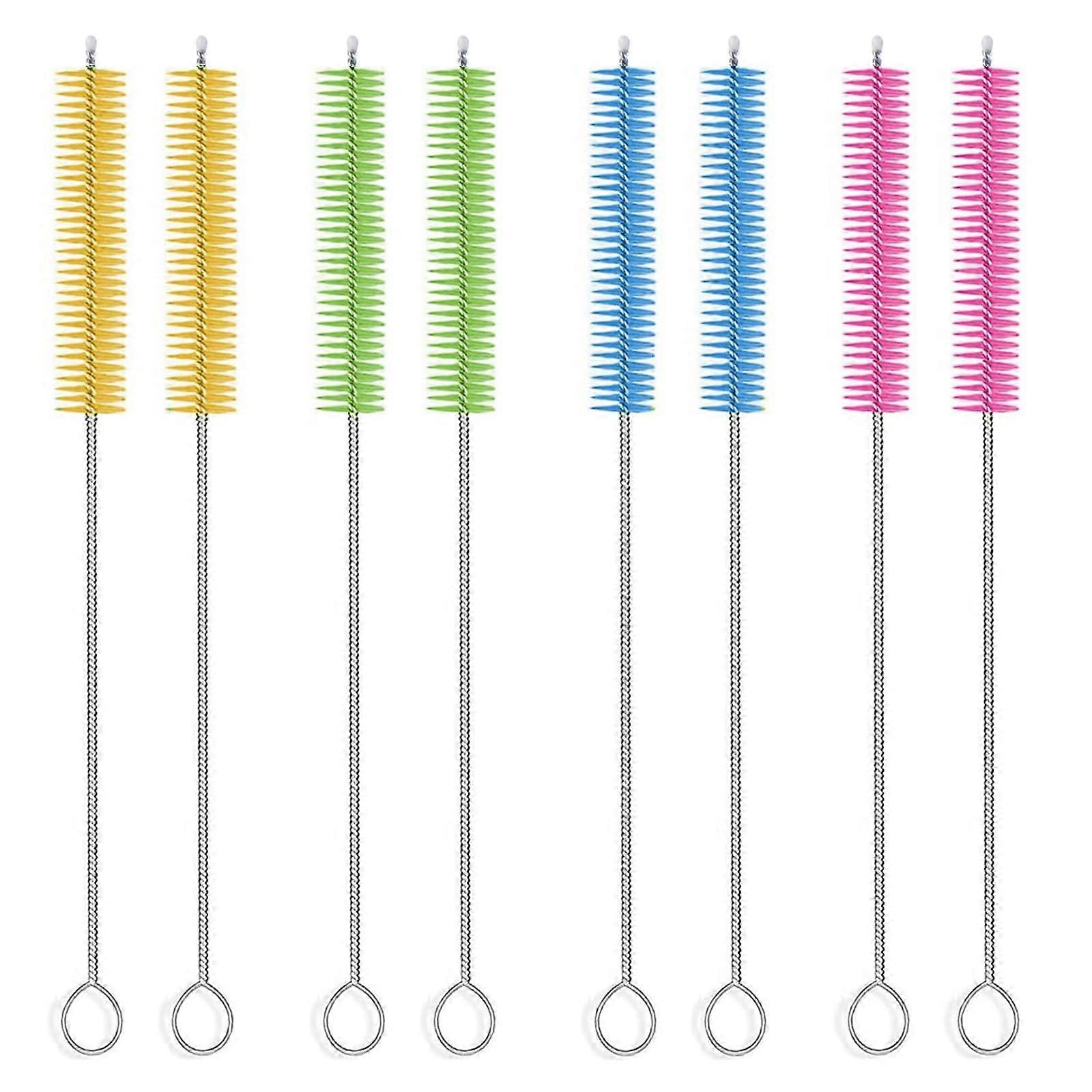 8Piece Long Straw Cleaning Brush Set, 20 cm for Baby Bottles, Straws, Teapots (10 mm Bristles)