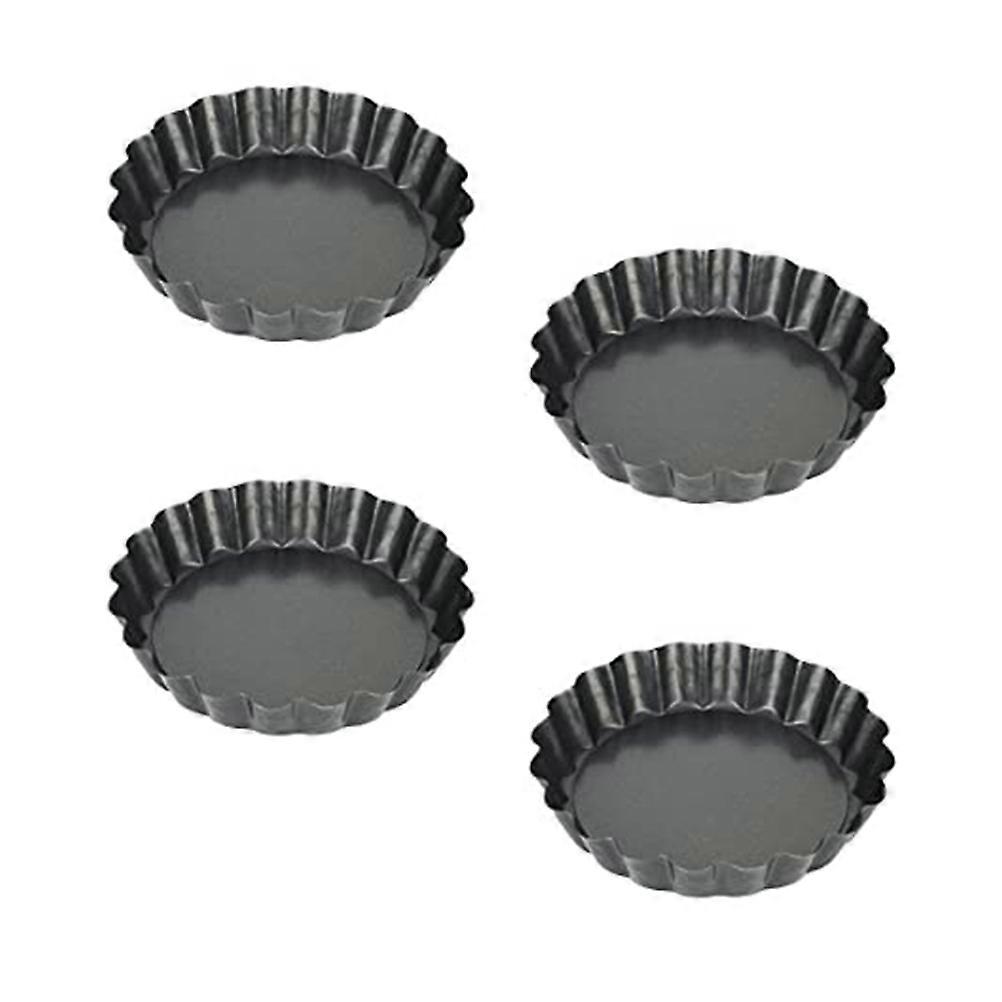 Loose Bottom Cake Tin Quiche Pie Baking Pan Professional Bakers 10x10cm Bend-Resistant 4Pcs