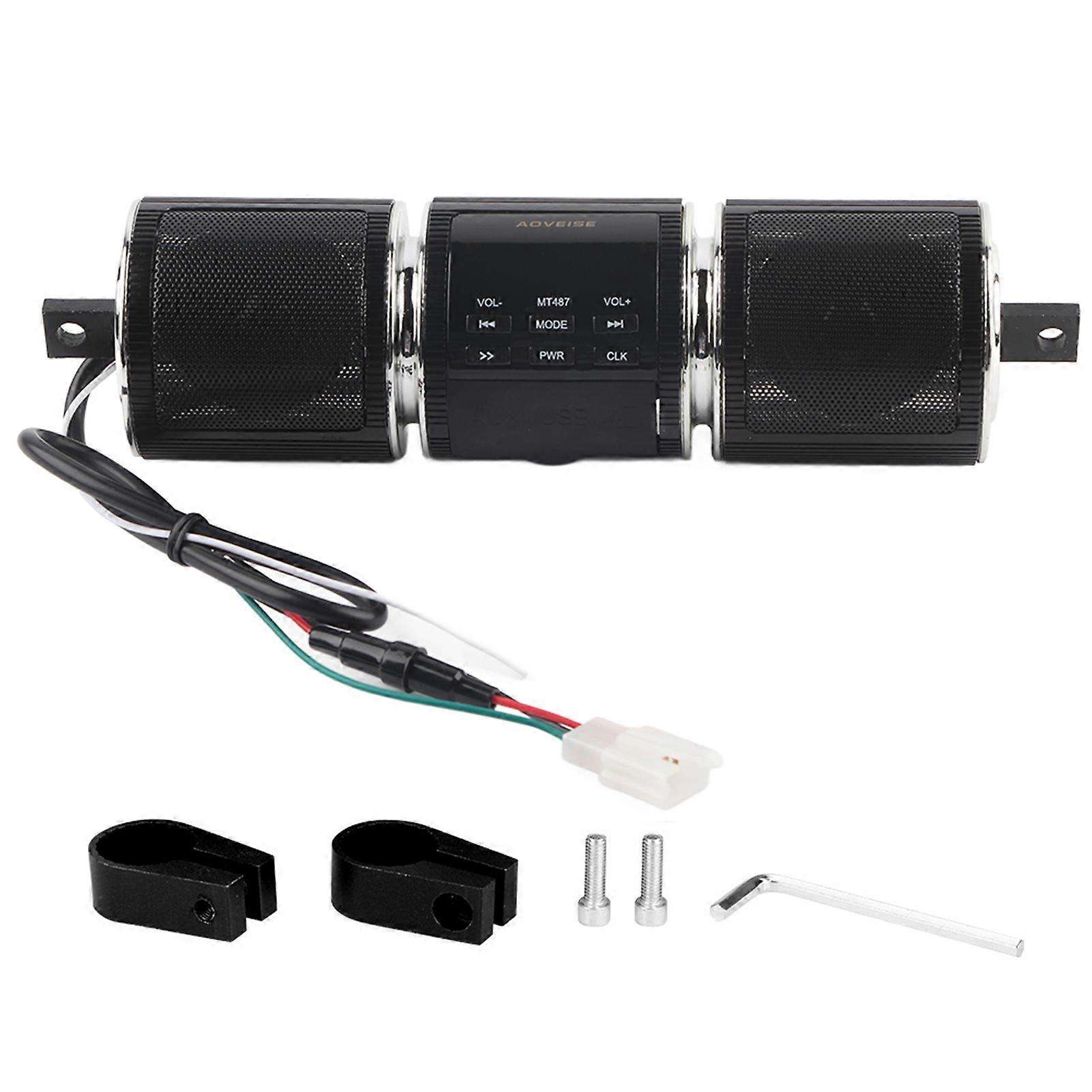 مكبرات صوت ستيريو عالمية للدراجات النارية مقاومة للماء بلوتوث 3.0 + EDR Tf مشغل موسيقى USB (أسود)