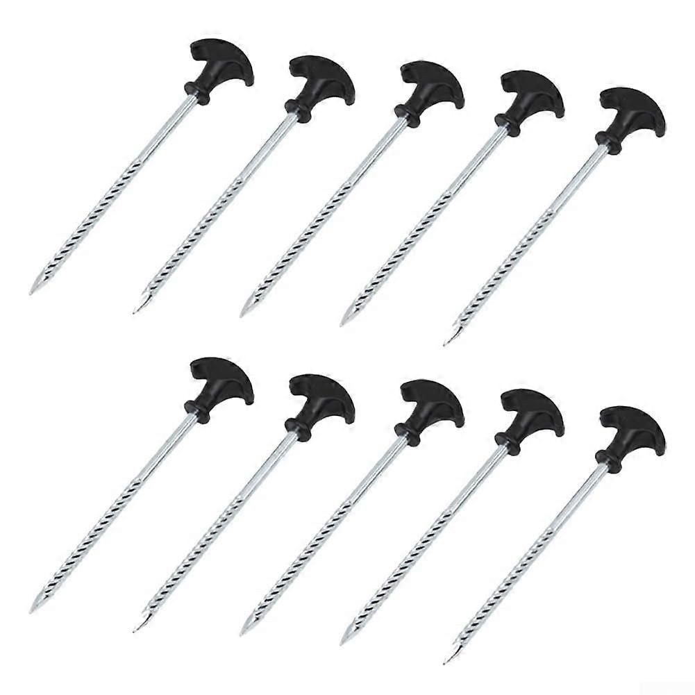 Effective 510piece Tshaped stakes with spiral design, a  option for securing equipment during fishing and camping trips (10 pieces).
