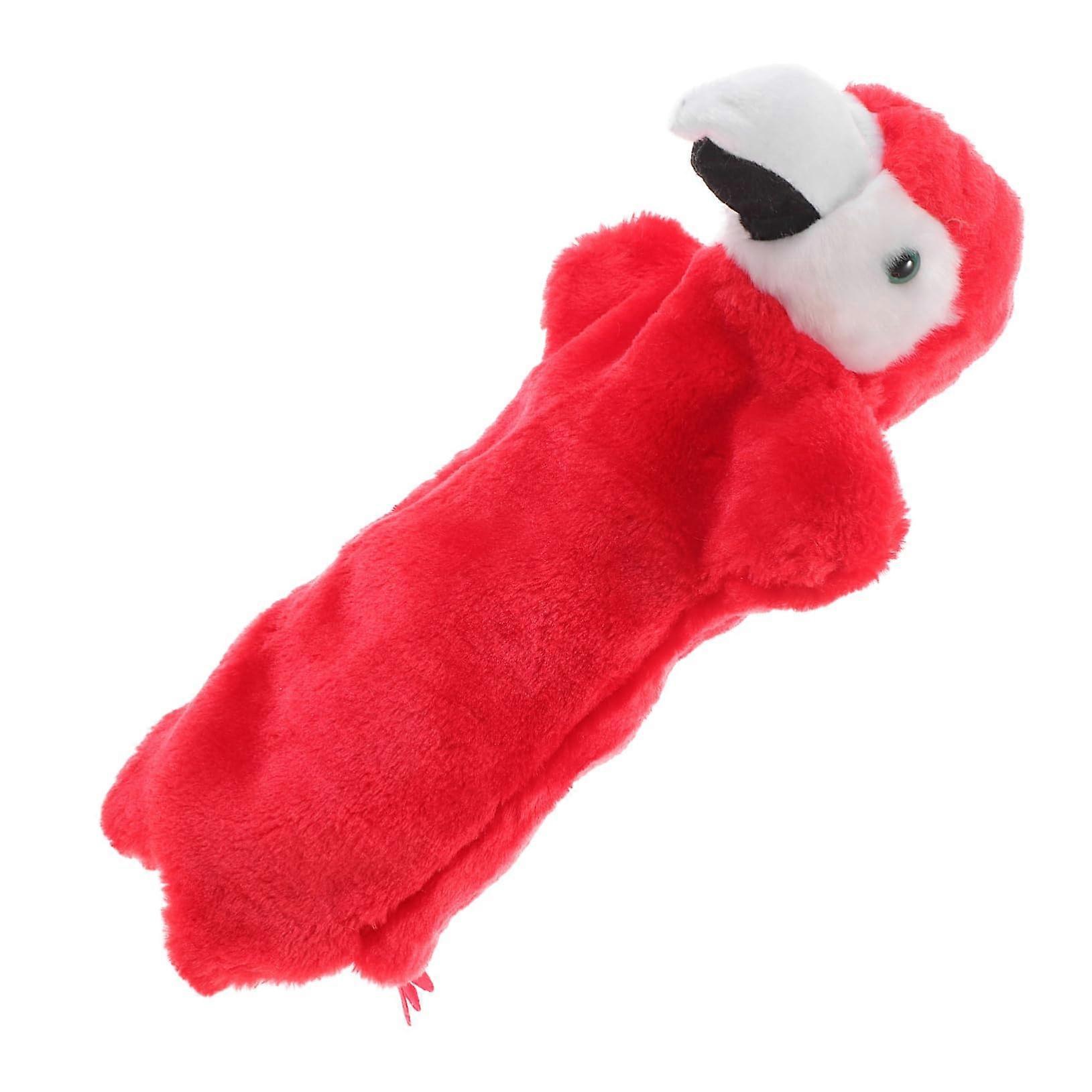 Parrot plush toy puppet cuddly interactive funny hand puppet cotton red PP